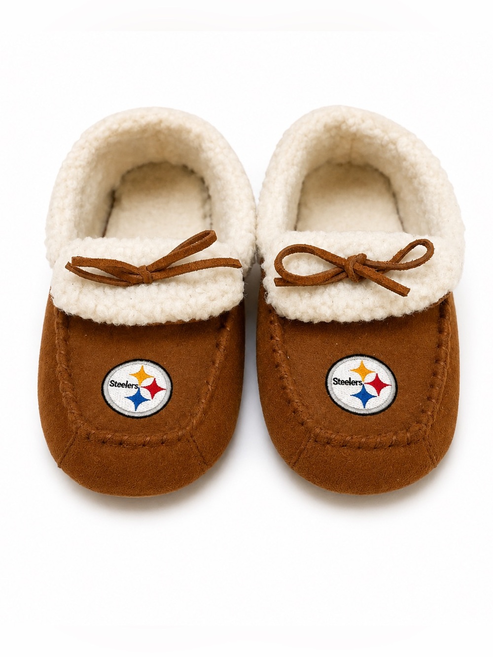 Pittsburgh Steelers Youth 5/6 Sherpa Moccasin Slippers NFL Cozy House Shoes
